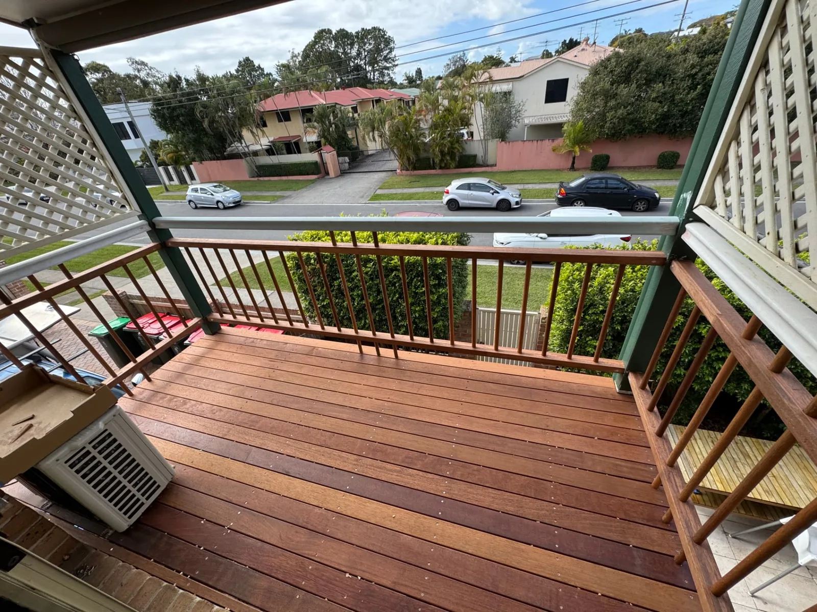New timber decking and balustrade on upper-level deck in Morningside QLD