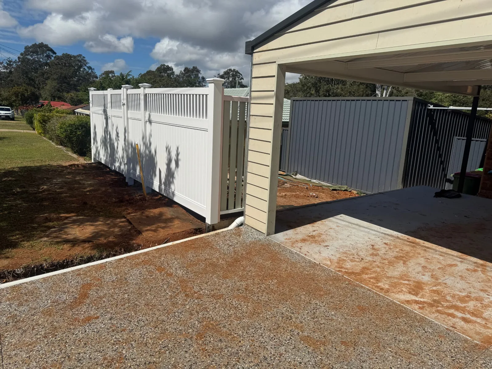 Concrete sleeper retaining walls and boundary fencing in Alexandra Hills