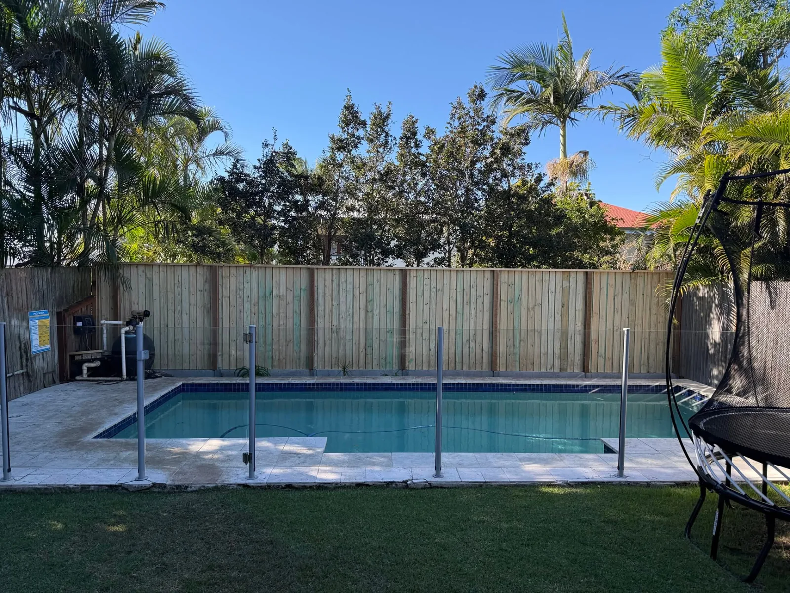 Completed timber pool surround fencing in Cannon Hill, Brisbane